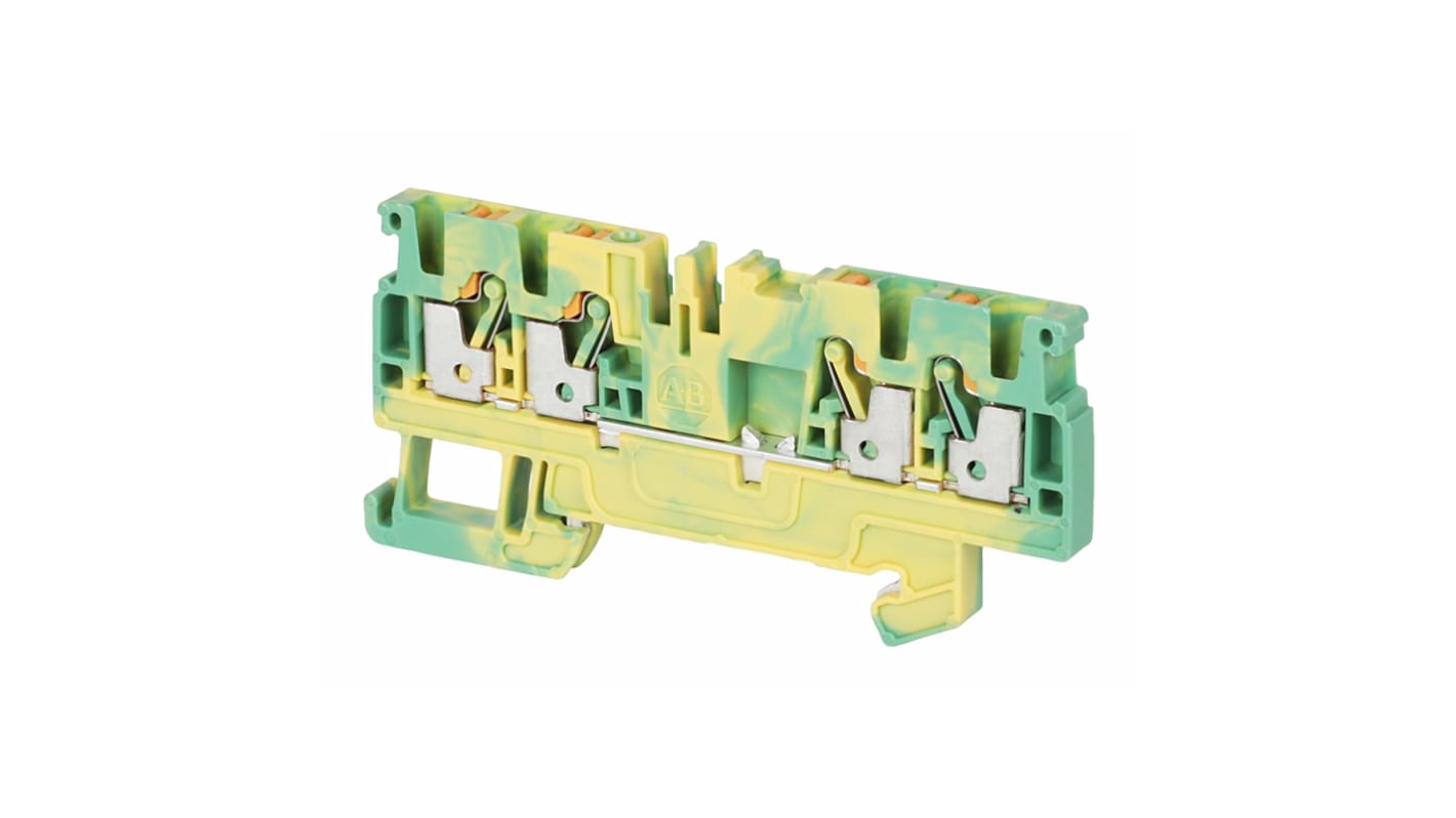 Allen Bradley 1492-P Series Green/Yellow Feed Through Terminal Block