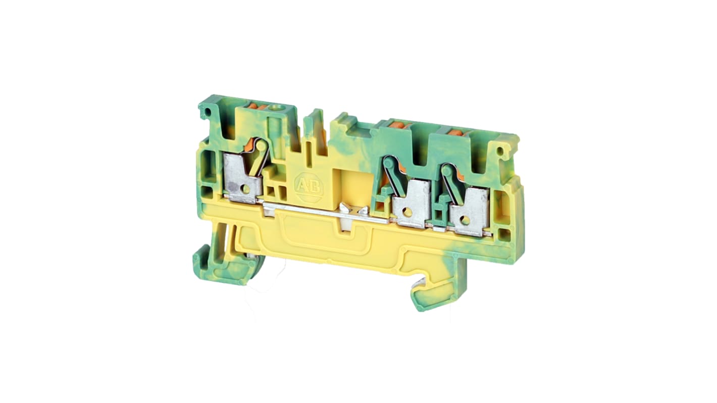 Rockwell Automation 1492-P Series Green/Yellow Feed Through Terminal Block