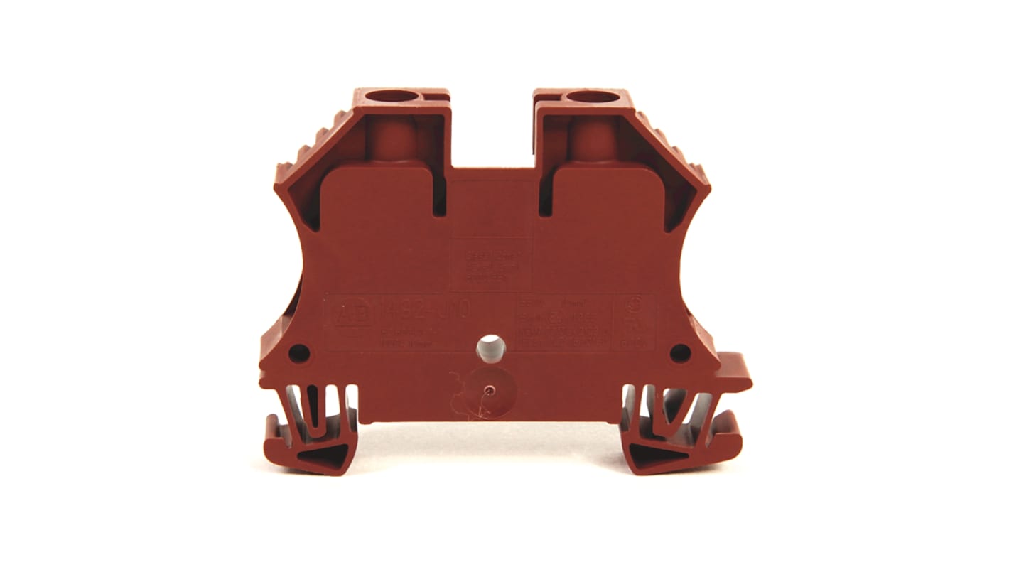 Allen Bradley 1492-J10 Series Feed Through Terminal Block, 2-Way, 65A, 18 - 6 AWG Wire, Screw Termination