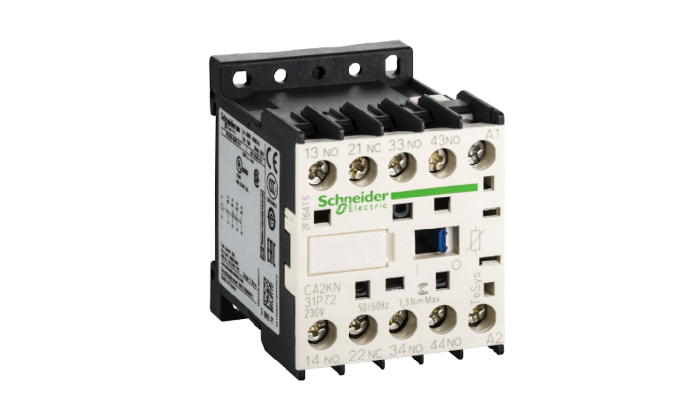 Schneider Electric TeSys CA Contactor, 230 V Coil, 3-Pole, 10 A, 3NO + 1NC