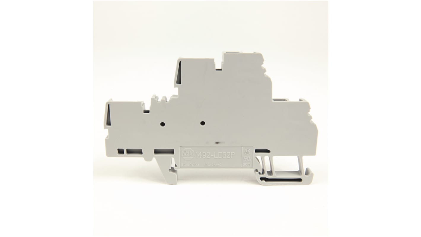 Bloc de jonction rail DIN Rockwell Automation 1492, 0.5 → 2.5mm², Fixation à ressort, Gris