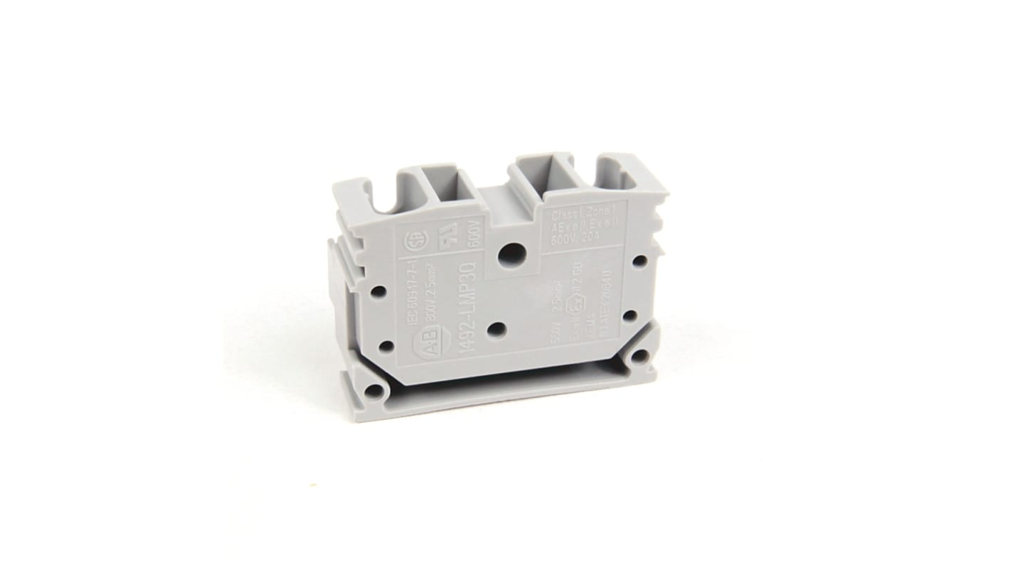 Rockwell Automation 1492 Series Grey DIN Rail Terminal Block, 2.5mm², Feed Through Termination