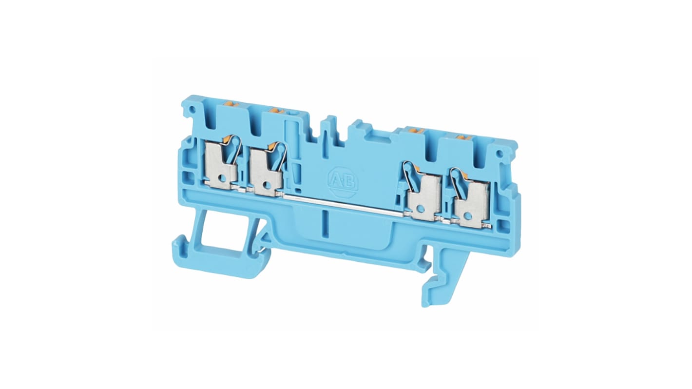 Bloc de jonction rail DIN Rockwell Automation 1492-P, 1.5mm², Enfichable, Bleu