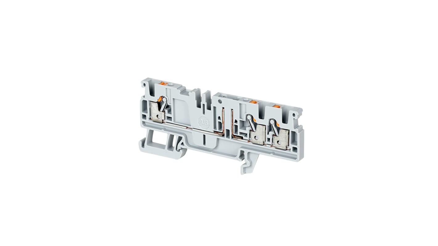 Allen Bradley 1492-P3PT 1492-P Series Grey, 2.5mm², Push In Termination ...