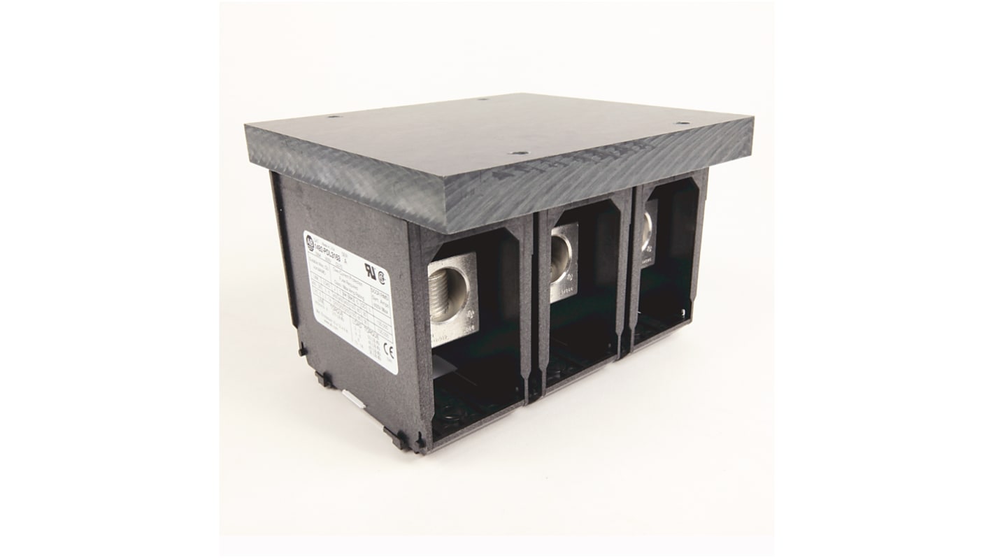Allen Bradley Distribution Block, 6 Way, 175A, 600 V, Black