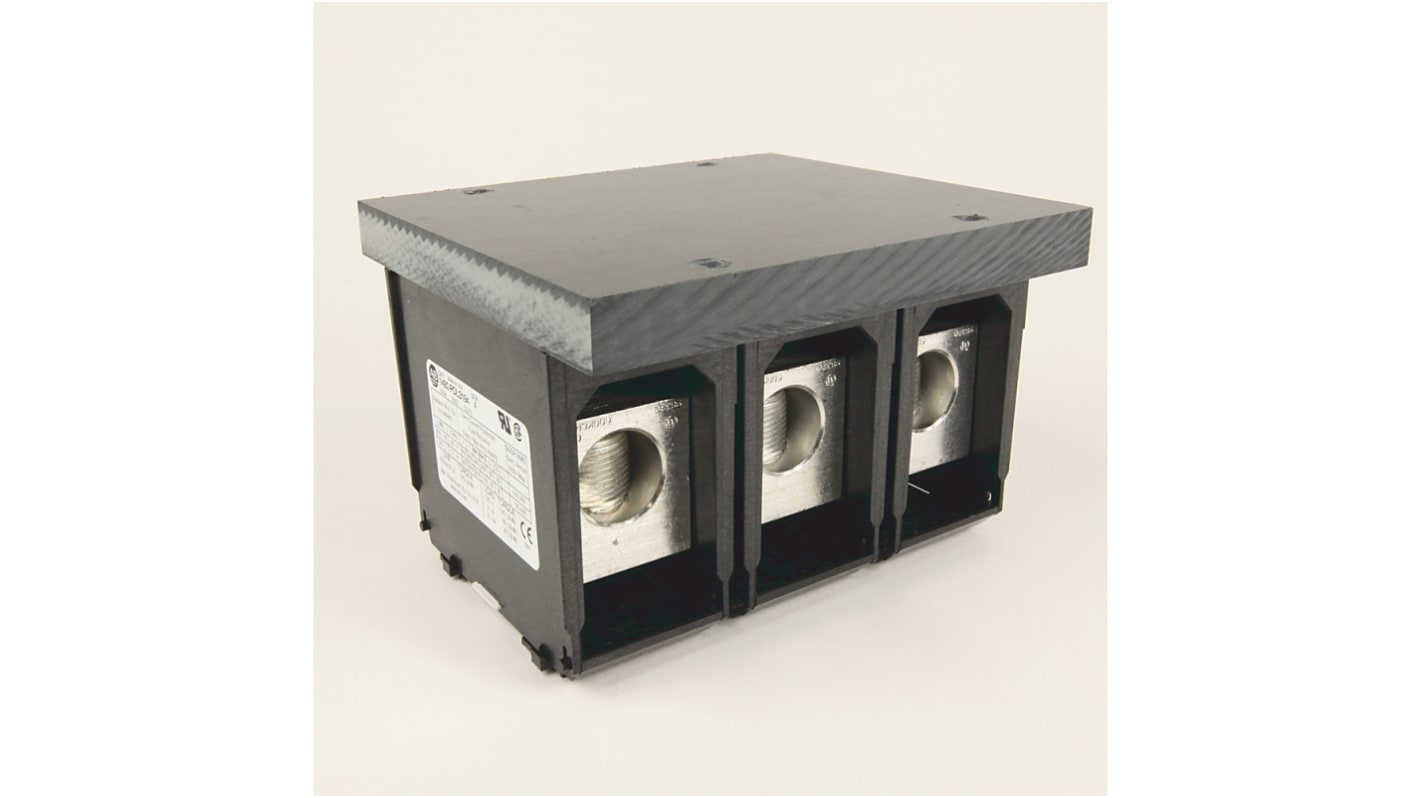 Allen Bradley Distribution Block, 9 Way, 335A, 600 V, Black