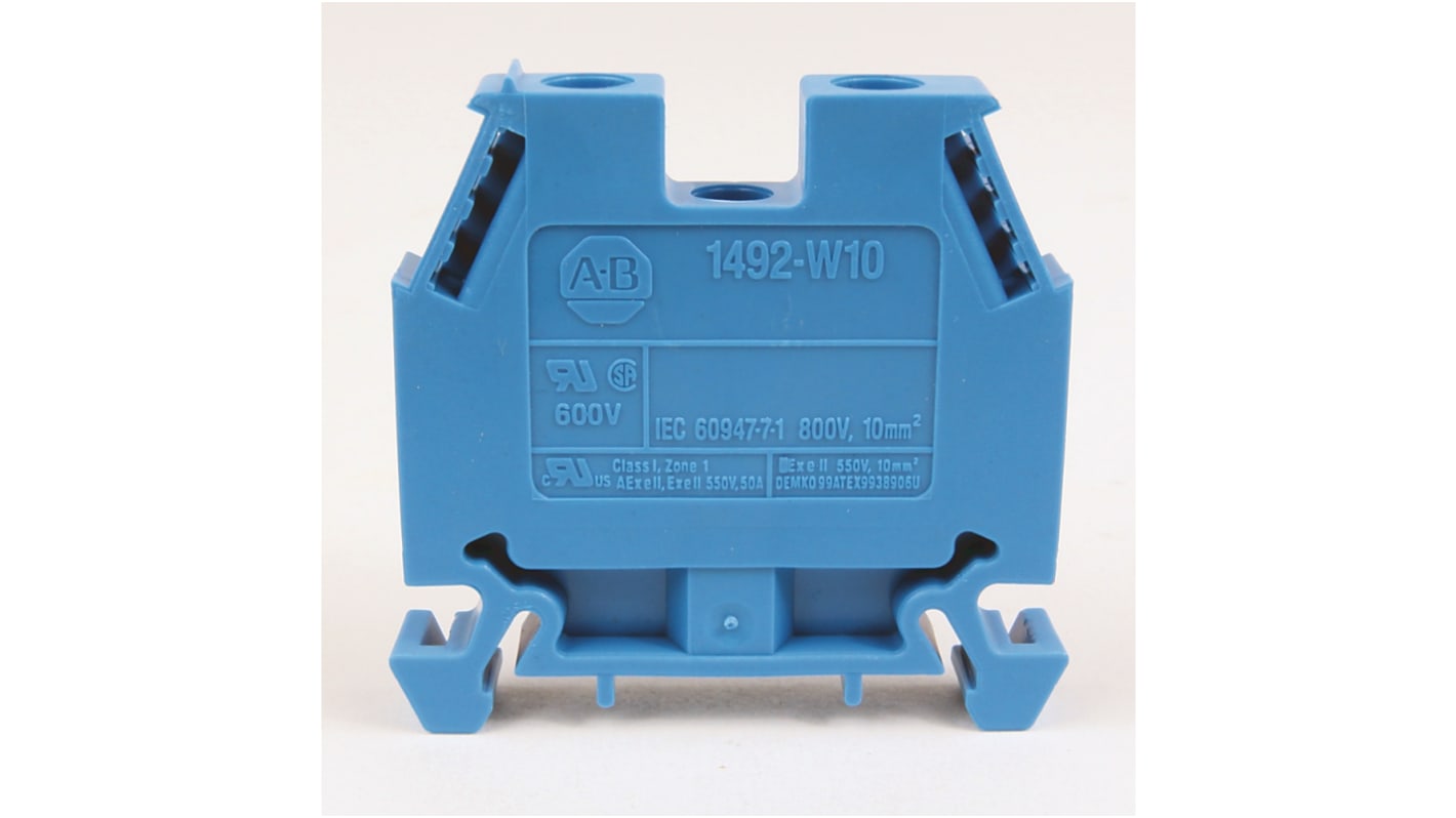 Bloc de jonction de traversée Rockwell Automation 1492-W, A visser, Bleu