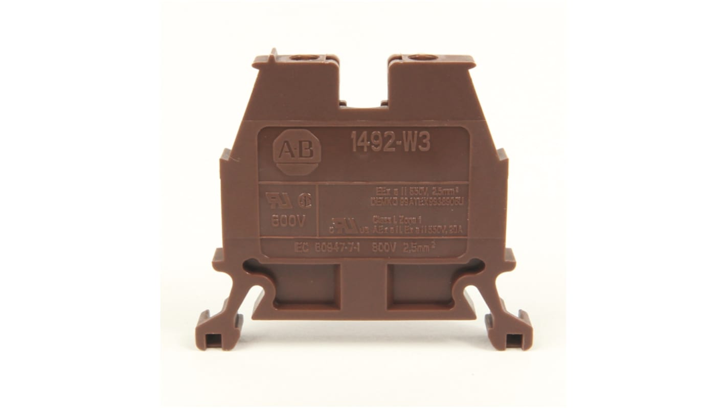 Bloc de jonction de traversée Rockwell Automation 1492-W, A visser, Marron