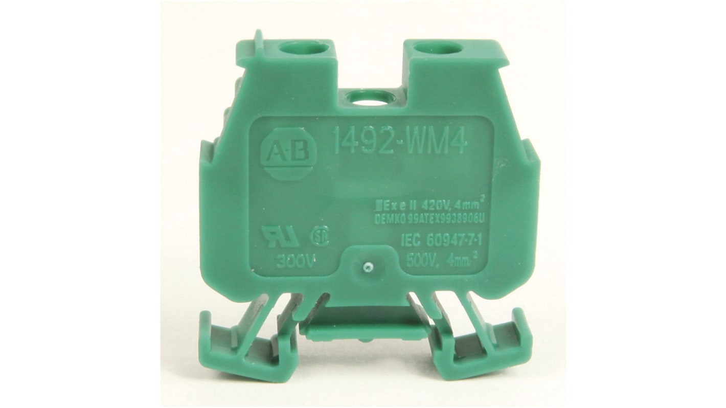 Bloc de jonction de traversée Rockwell Automation 1492-W, A visser, Vert