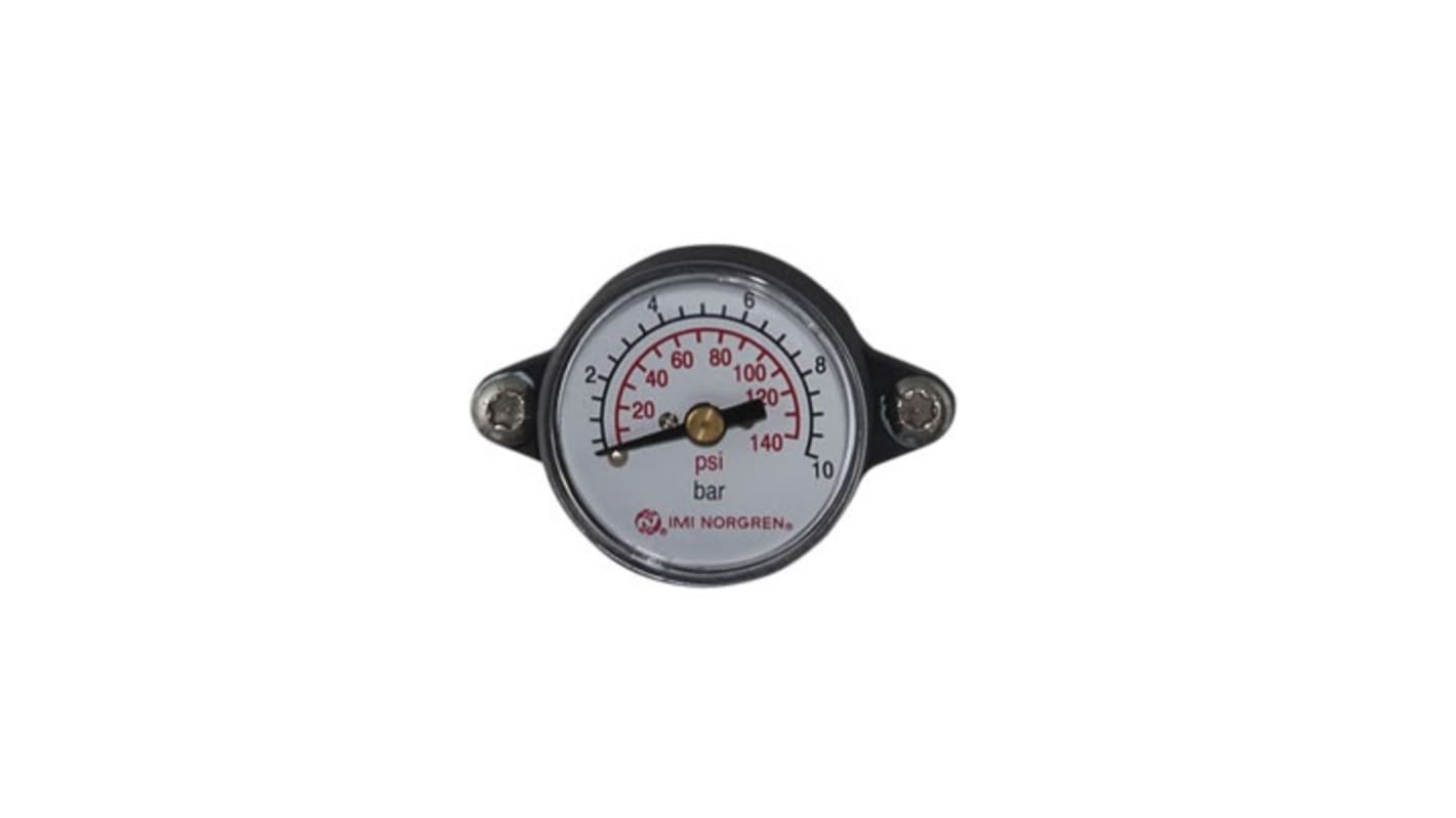 Norgren Analogue Pressure Gauge 10bar Back Entry, 840073-01KIT, 0bar min.