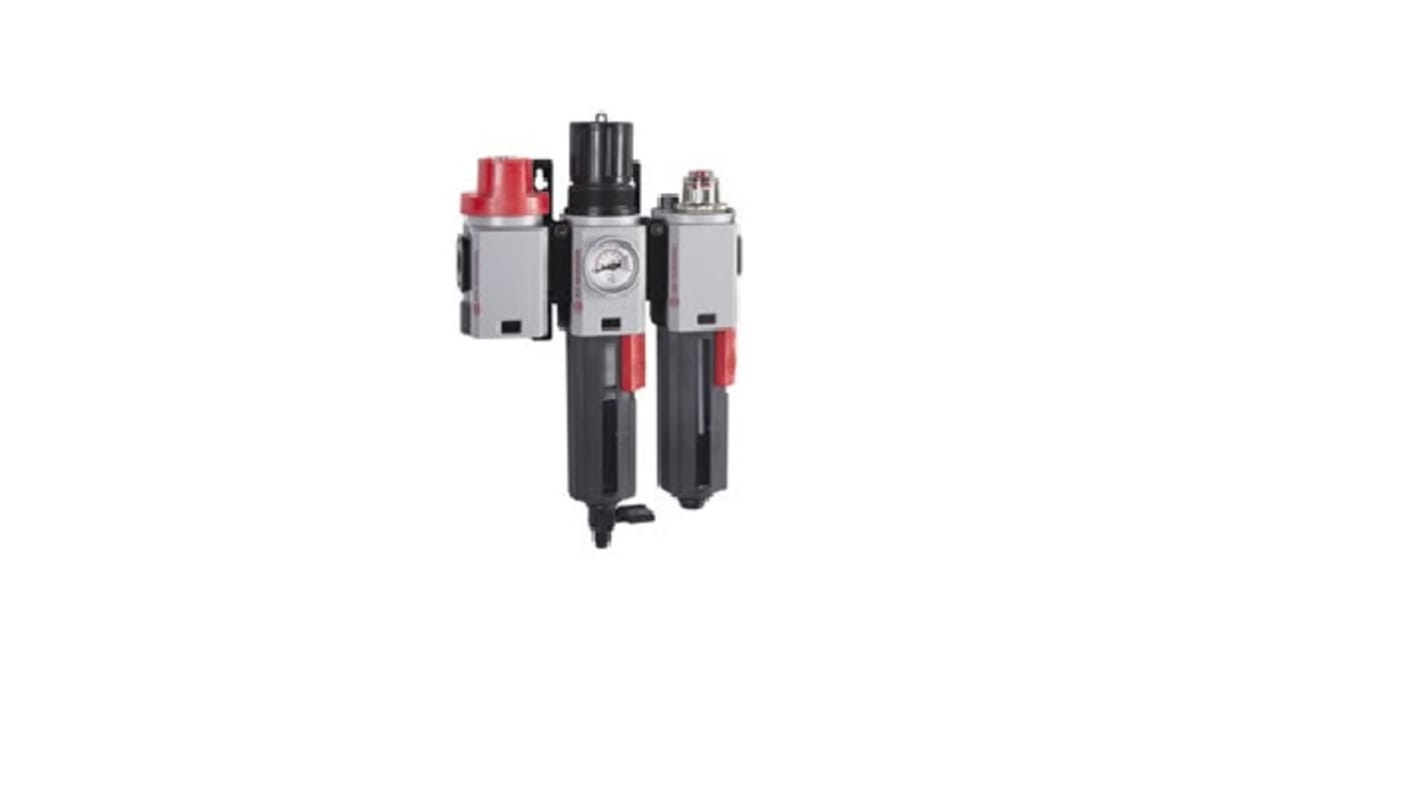 Norgren G 1/4 Filter Regulator Lubricator, Manual Drain, 40μm Filtration Size Integrated Pressure Gauge