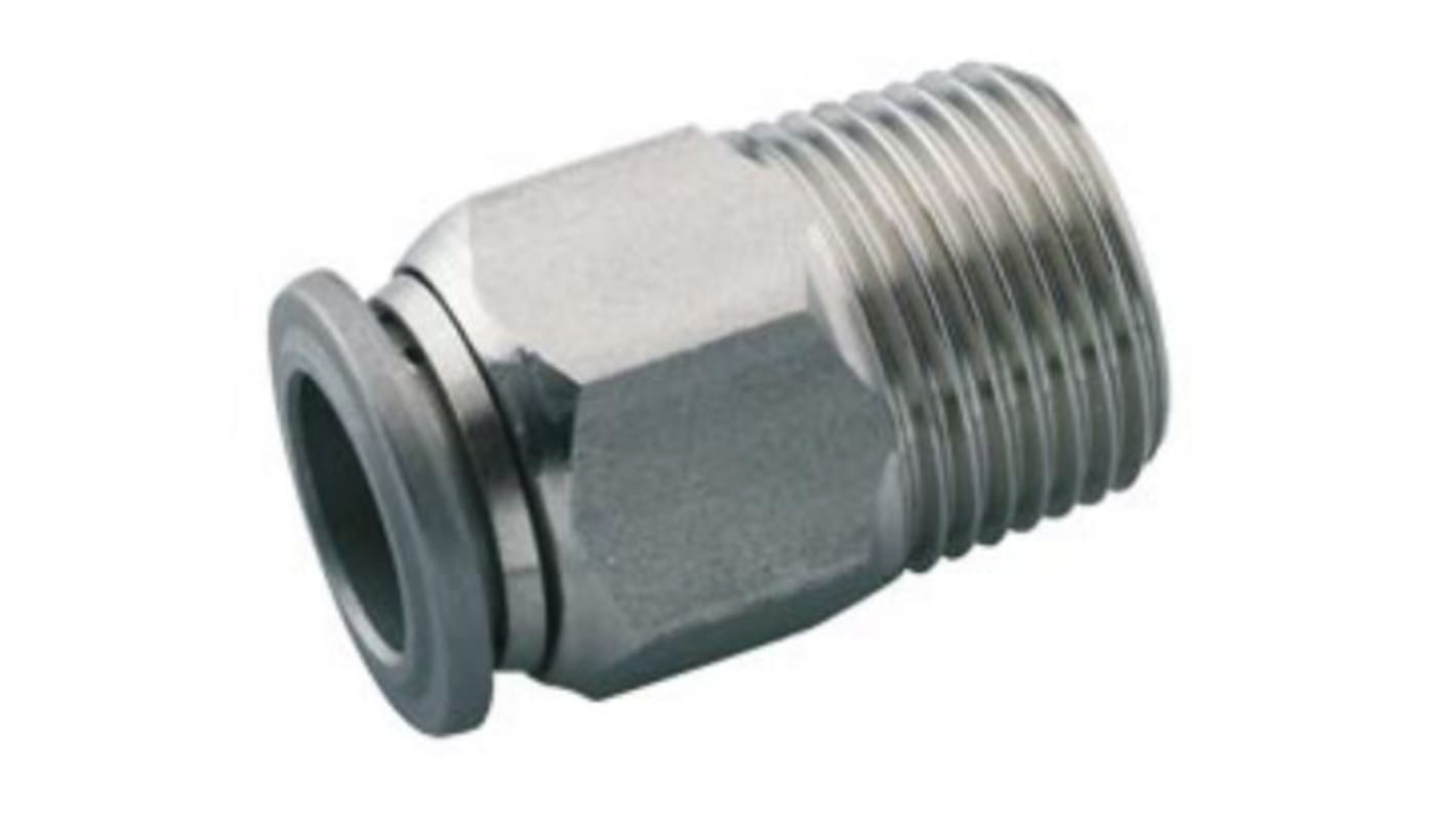 Norgren, R 1/8 Male to Push In 4 mm, Threaded-to-Tube Connection Style