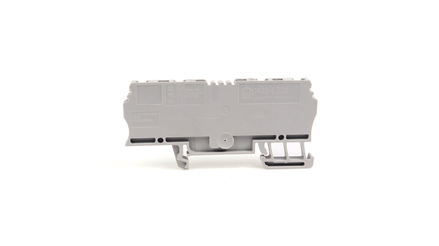 Bloc de jonction rail DIN Rockwell Automation 1492, 2.5mm², Fixation à ressort, Gris