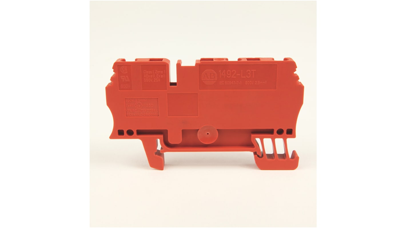 Allen Bradley 1492-L3T-RE 1492 Series Red, 2.5mm², Spring Clamp Termination, ATEX, IECEx