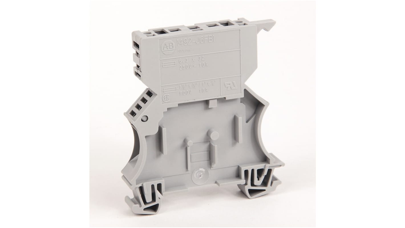 Terminal roscado Hembra Allen Bradley 1492 de 2 vías, para cable de 22 → 8 AWG, 16A, 600 V, Sujeción y tornillo