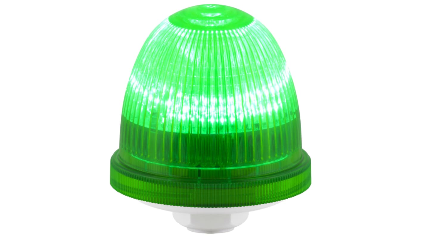 RS PRO 绿色闪光LED警示灯, 90 → 240 v, Φ75mm底座, 面板安装, IP66
