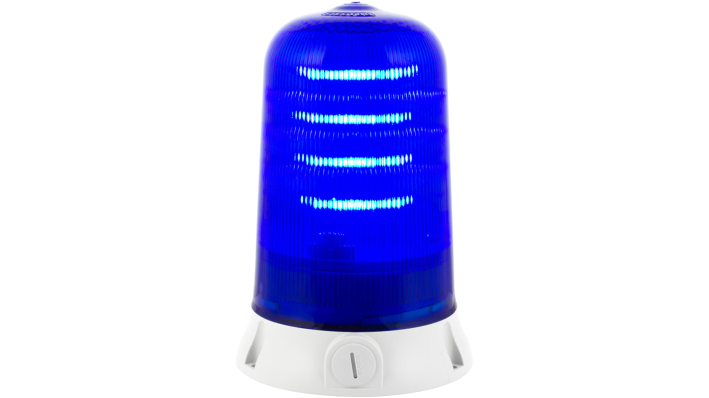 Indicador luminoso RS PRO, efecto Intermitente, Giratorio, Constante, LED, Azul, alim. 90 → 240 V.