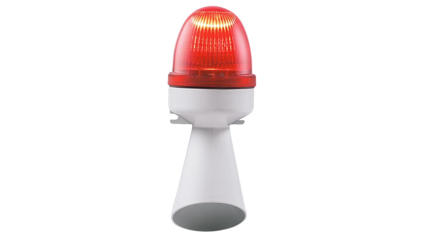 Indicator luminoso y acústico LED RS PRO, 24 V ac, Rojo, Intermitente, Constante, 96dB @ 1m