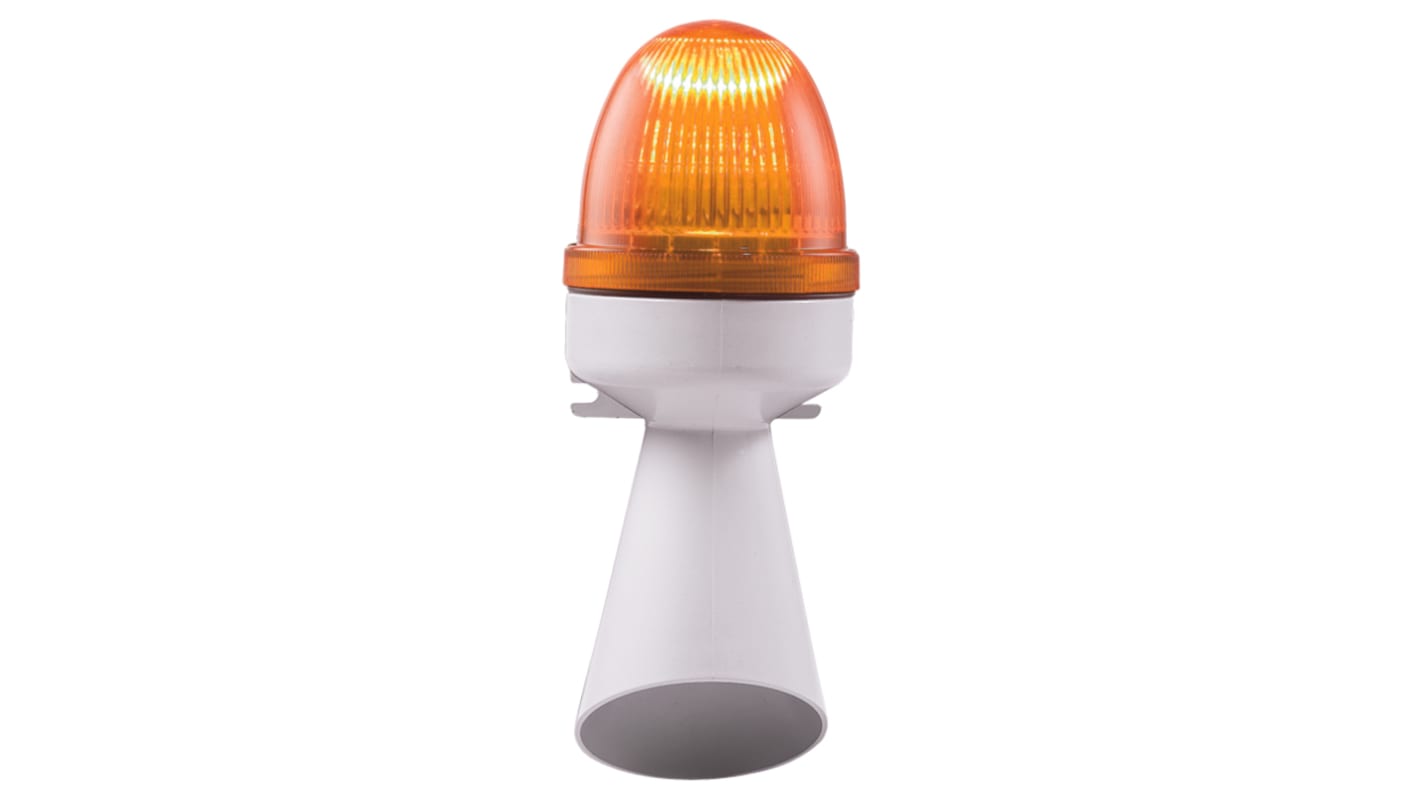 Indicator luminoso y acústico LED RS PRO, 24 V ac, Ámbar, Intermitente, Constante, 96dB @ 1m