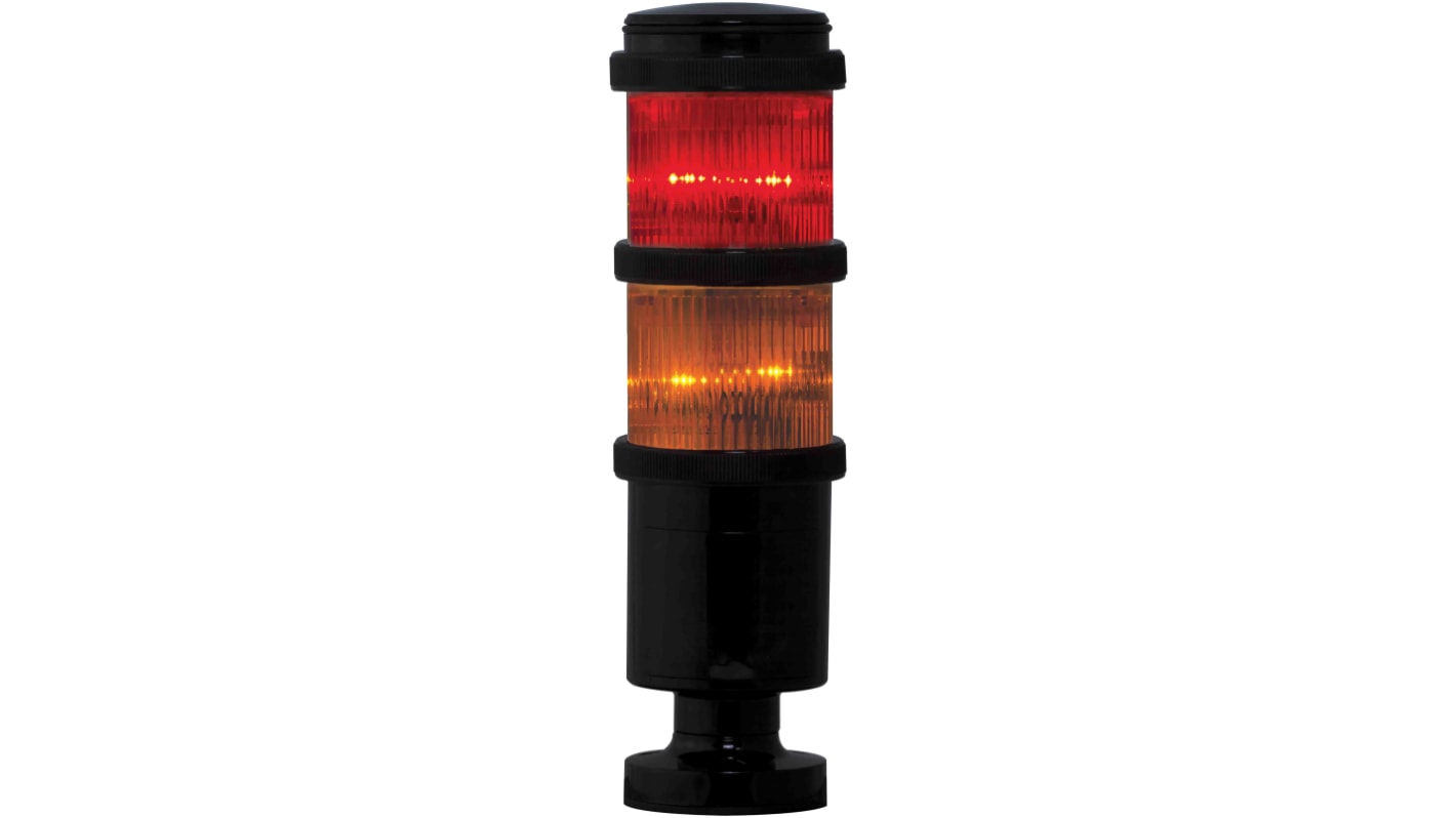 RS PRO LED Signalturm 2-stufig Linse Rot/Gelb + Blitz, Dauer