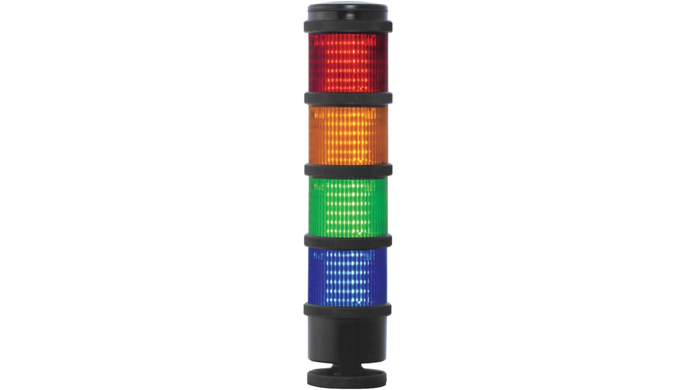 RS PRO Red/Green/Amber/Blue Signal Tower, 4 Lights, 240 V