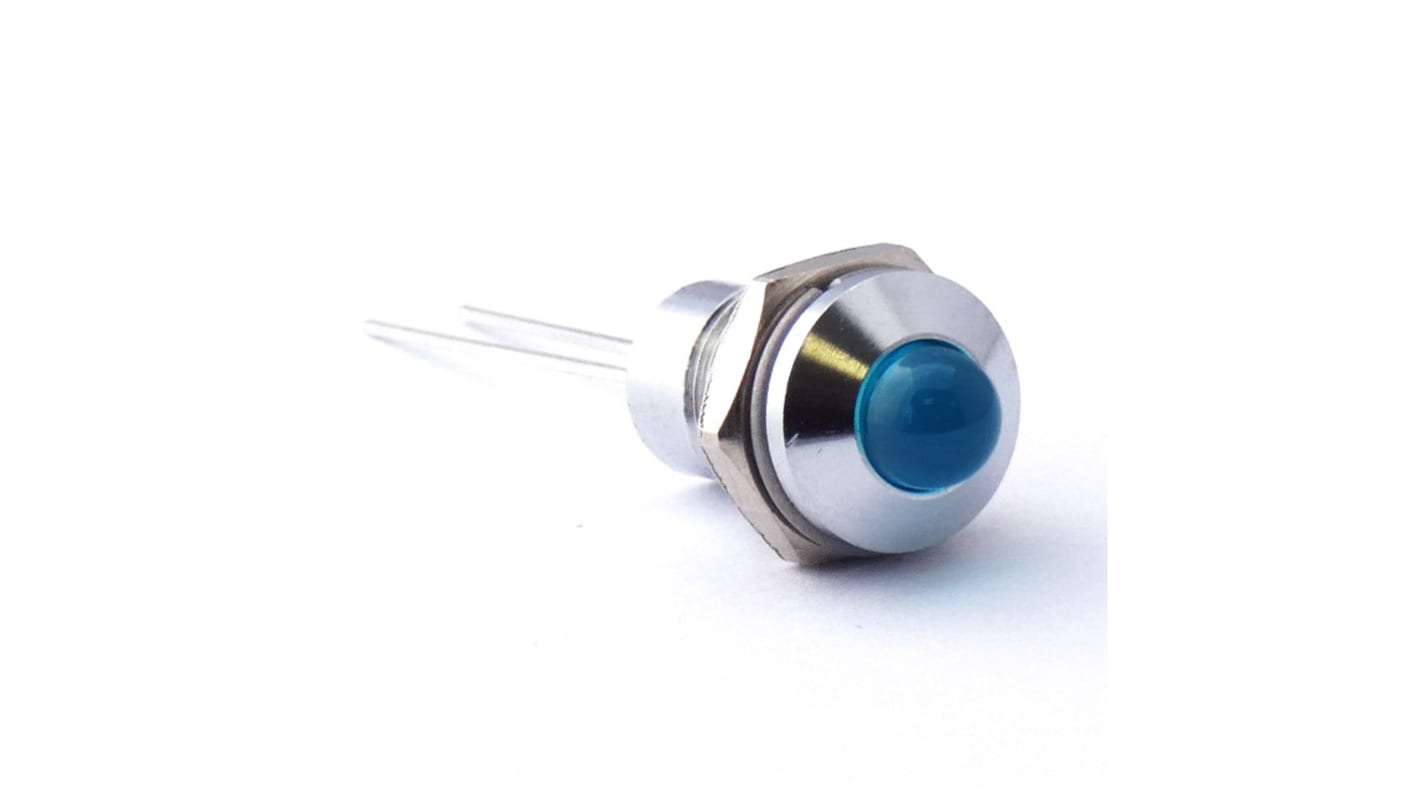 CML Innovative Technologies 1904X Series Blue Panel Mount Indicator, 3.8V, 8mm Mounting Hole Size, Lead Wires