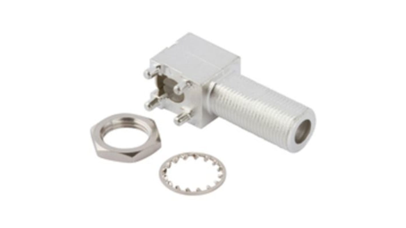 Amphenol RF 531-40047-3 Series, Jack PCB Mount F Connector, 75Ω, Through Hole Termination, Right Angle Body