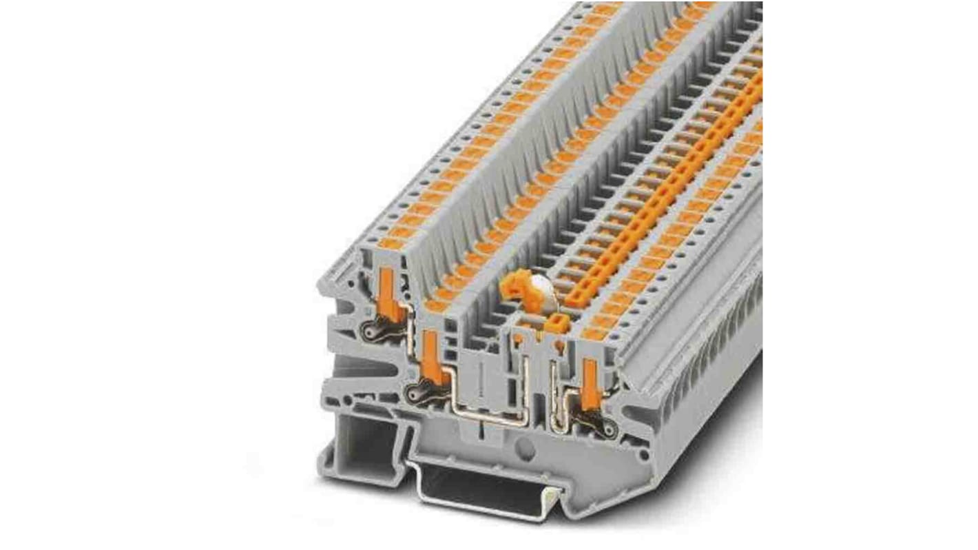 Phoenix Contact PTV Series Grey Knife Disconnect Terminal Block, Push In Termination