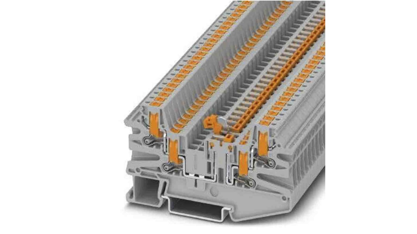 Phoenix Contact PTV Series Grey Knife Disconnect Terminal Block, Push In Termination