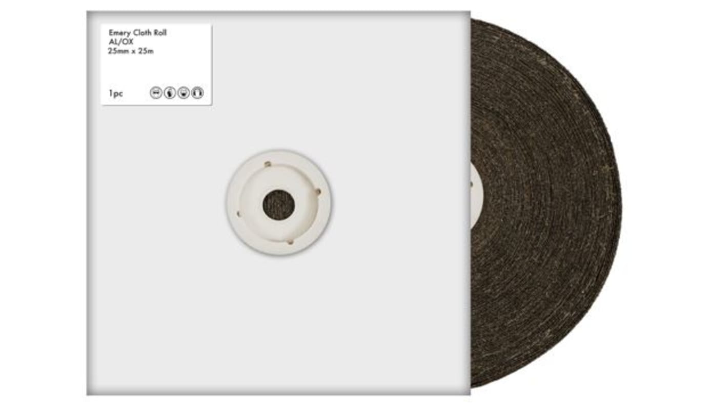 RS PRO 150 Grit Very Fine Sandpaper Roll, 25m x 25mm