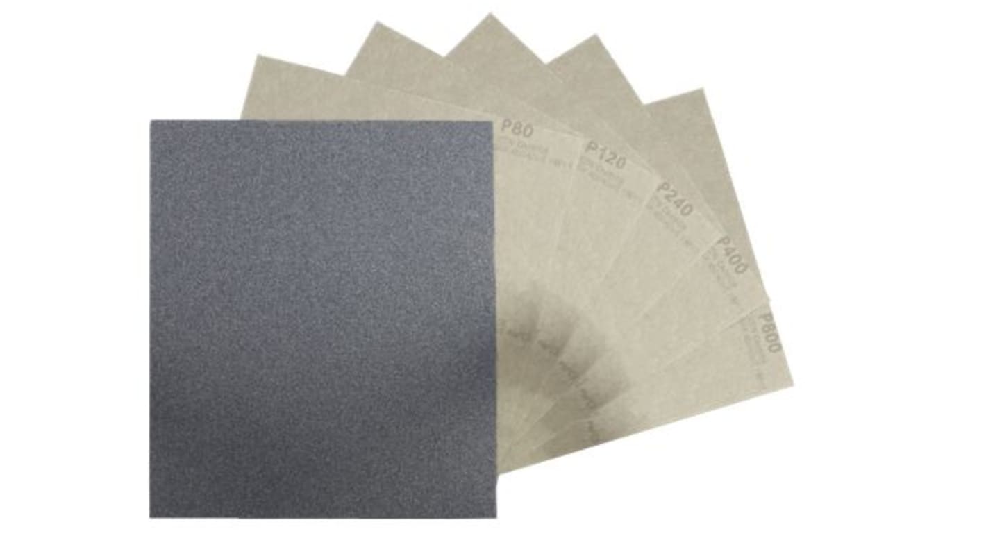 RS PRO 80, 120, 240, 400, 800 Grit 80+ Sanding Sheet, 280mm x 230mm