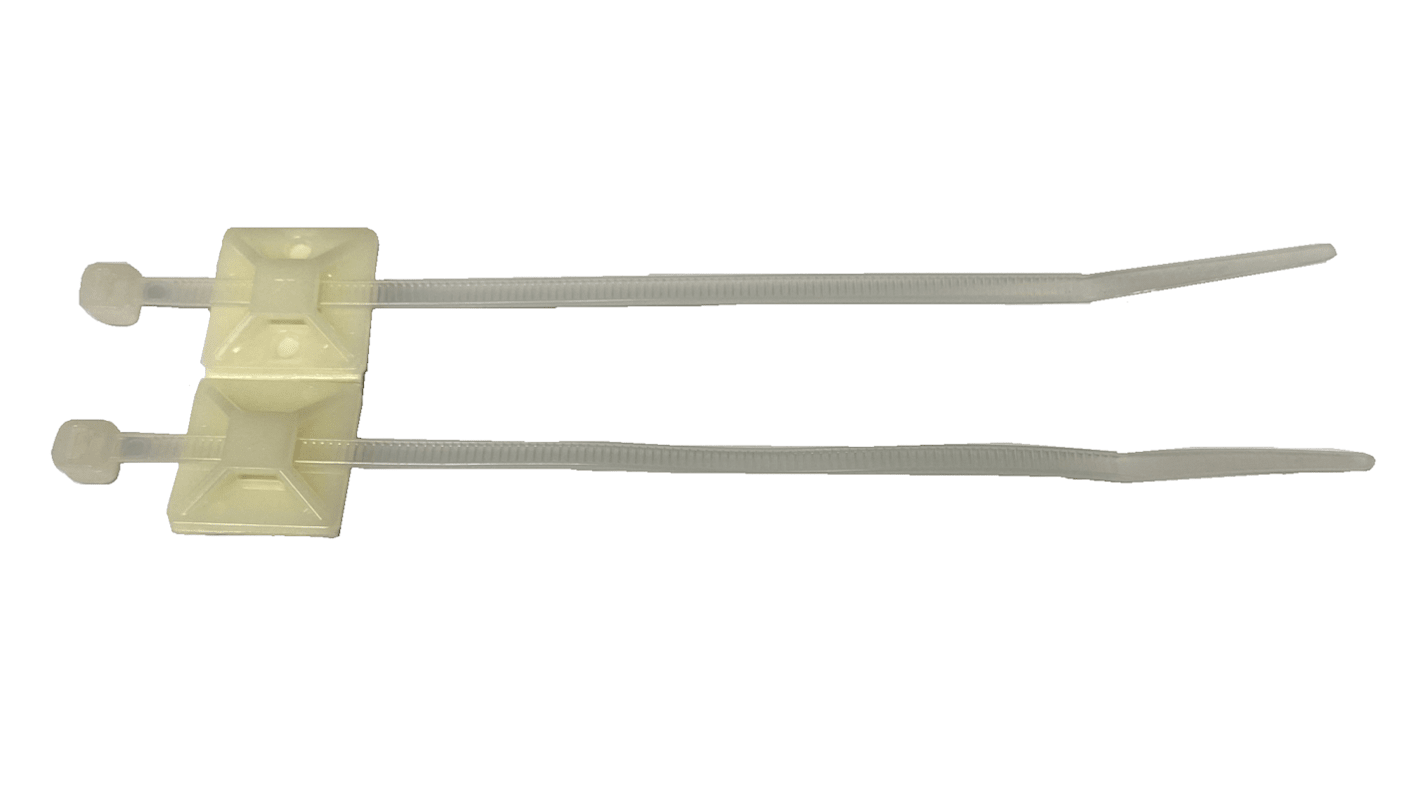 RS PRO Cable Tie, MOUNT AND TIE ASSEMBLY, Natural Nylon, Pk-50