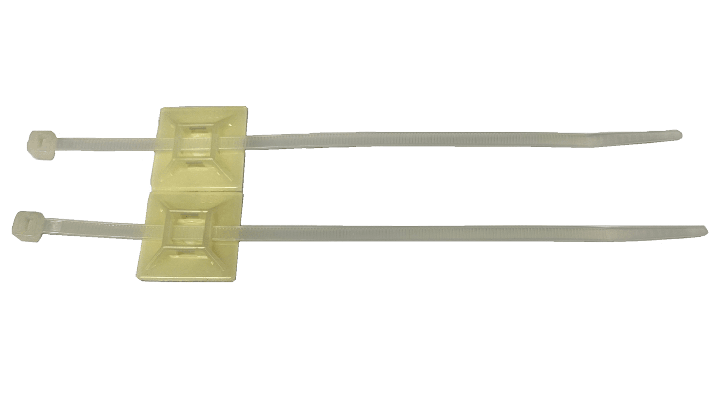 RS PRO Cable Tie, MOUNT AND TIE ASSEMBLY, Natural Nylon, Pk-50
