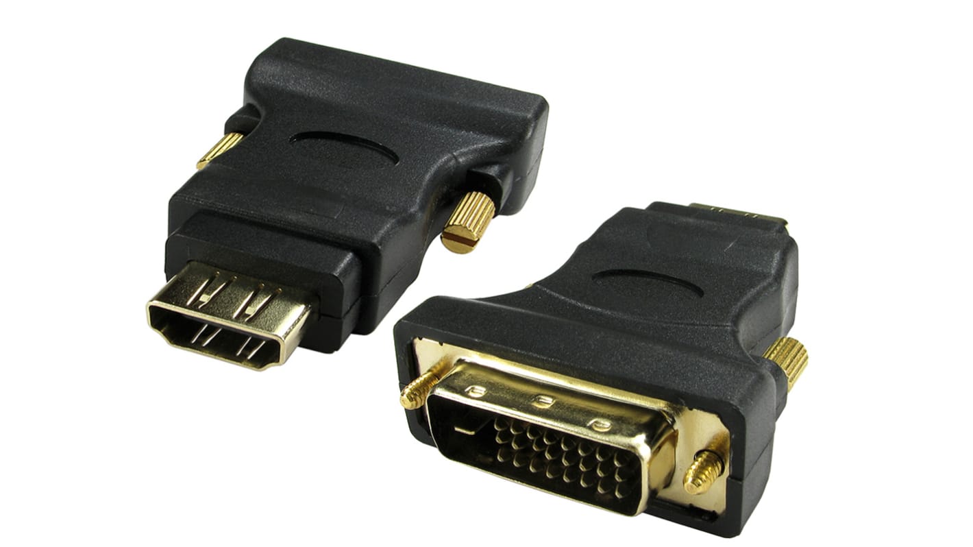 Adattatore Femmina HDMI (1), RS PRO, placcatura Oro flash, Diritto DVID maschio (1)