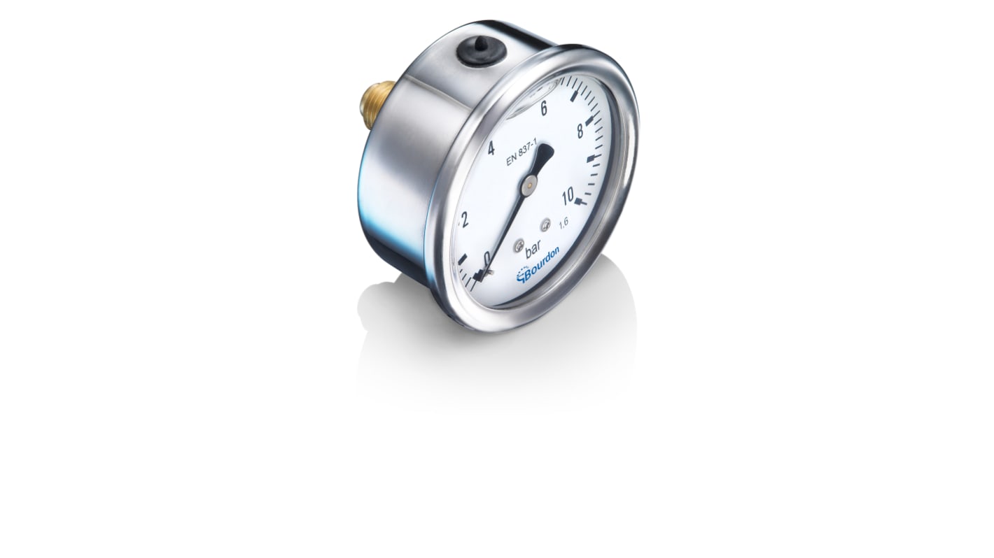 Bourdon G 1/4 Analogue Pressure Gauge 60bar Back Entry 68mm Outside Diameter