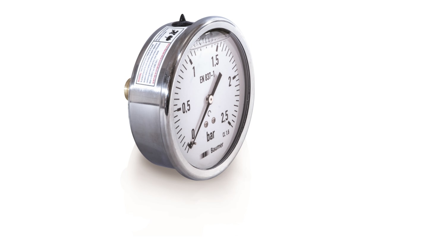 Bourdon Analogue Pressure Gauge 16bar Back Entry, MIT5-F32.B24, 0bar min.