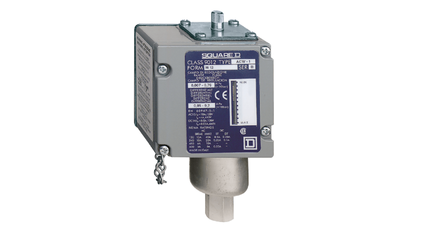 Interrupteur de pression Telemecanique Sensors 7.6bar max, pour Air, Huile hydraulique, Fluide non corrosif, G1/4
