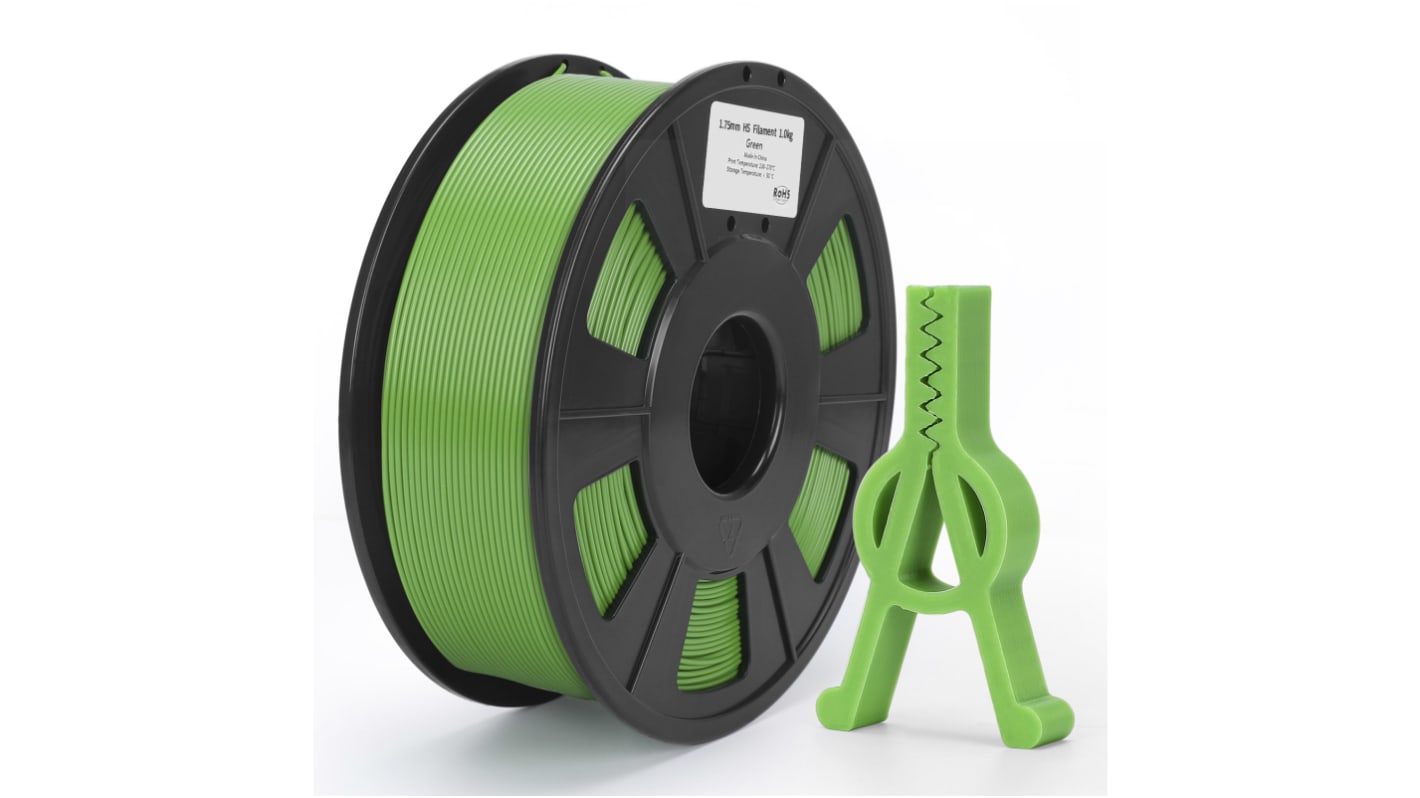 Filamento per stampante 3D RS PRO, Alta velocità PLA, Verde, diam. 1.75mm