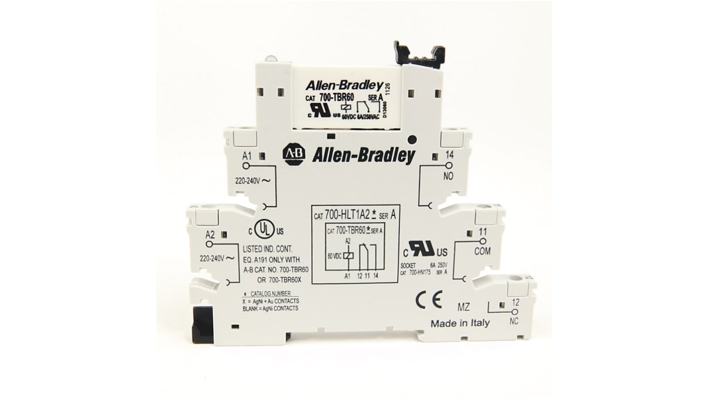 Rockwell Automation 700-HLT Series Interface Relay Module, DIN Rail Mount, 48V dc Coil, SPDT, 6A Load