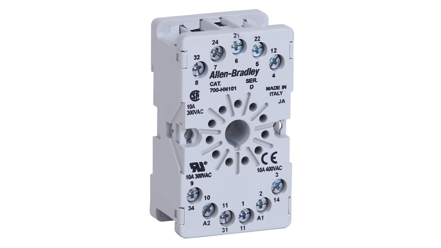 Allen Bradley Relaissockel zur Verwendung mit 700-HA-Relais 700-HN, 11 -Kontakt , DIN-Schiene, Tafelmontage, 300V