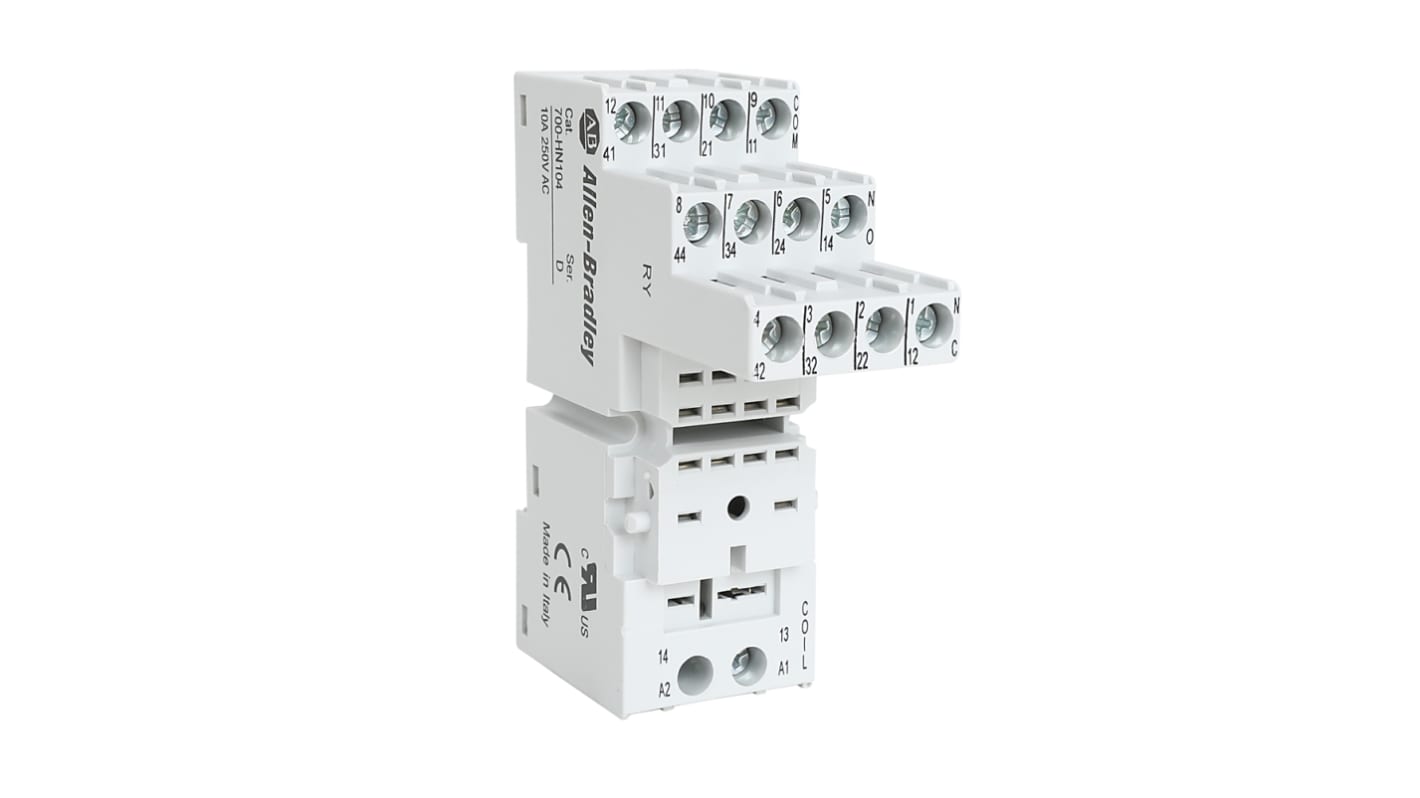 Allen Bradley 700-HN 14 Pin 300V DIN Rail, Panel Mount Relay Socket, for use with 700-HC Relay