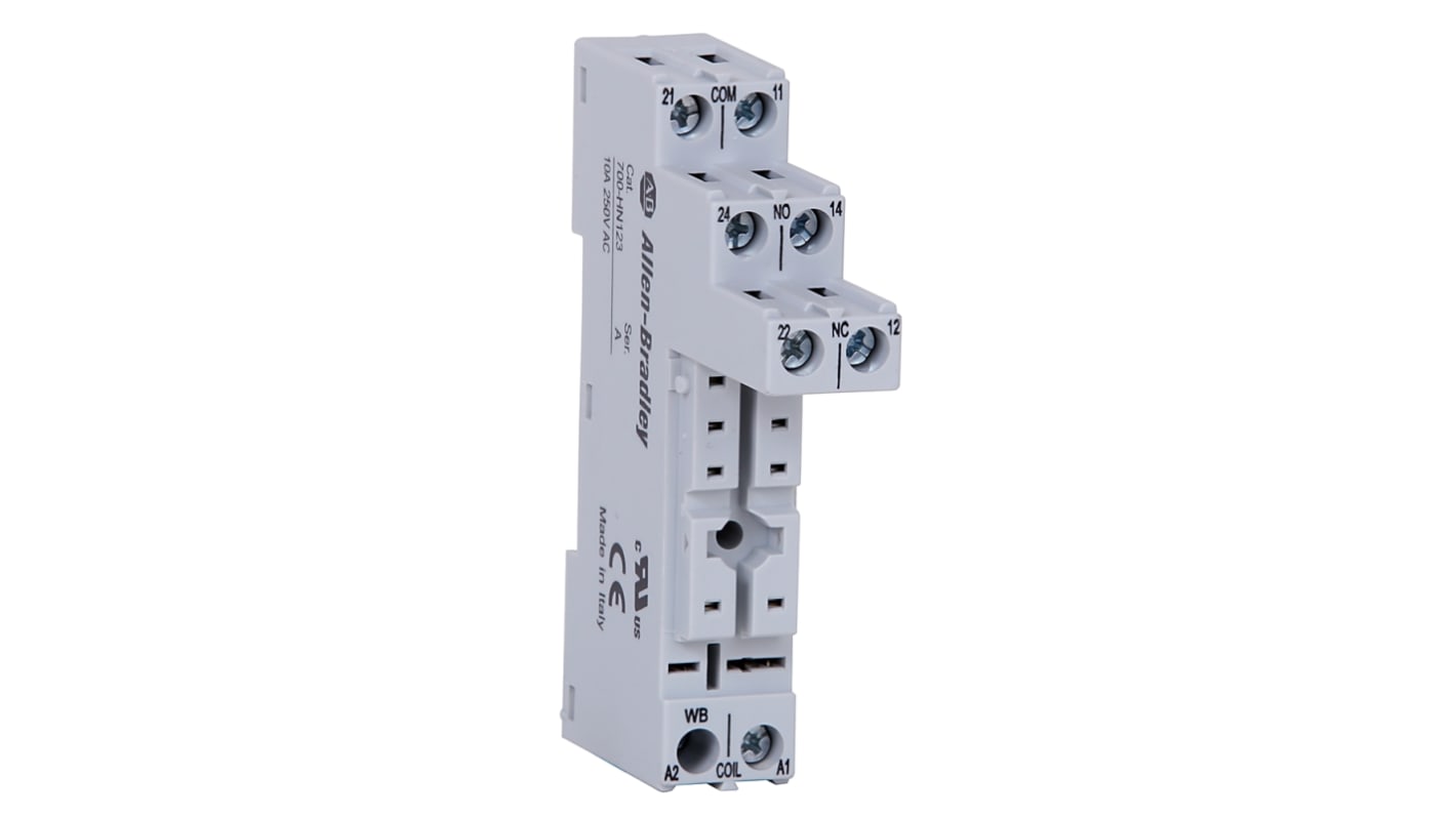 Allen Bradley 700-HN 8 Pin 300V DIN Rail, Panel Mount Relay Socket, for use with 700-HP Relay