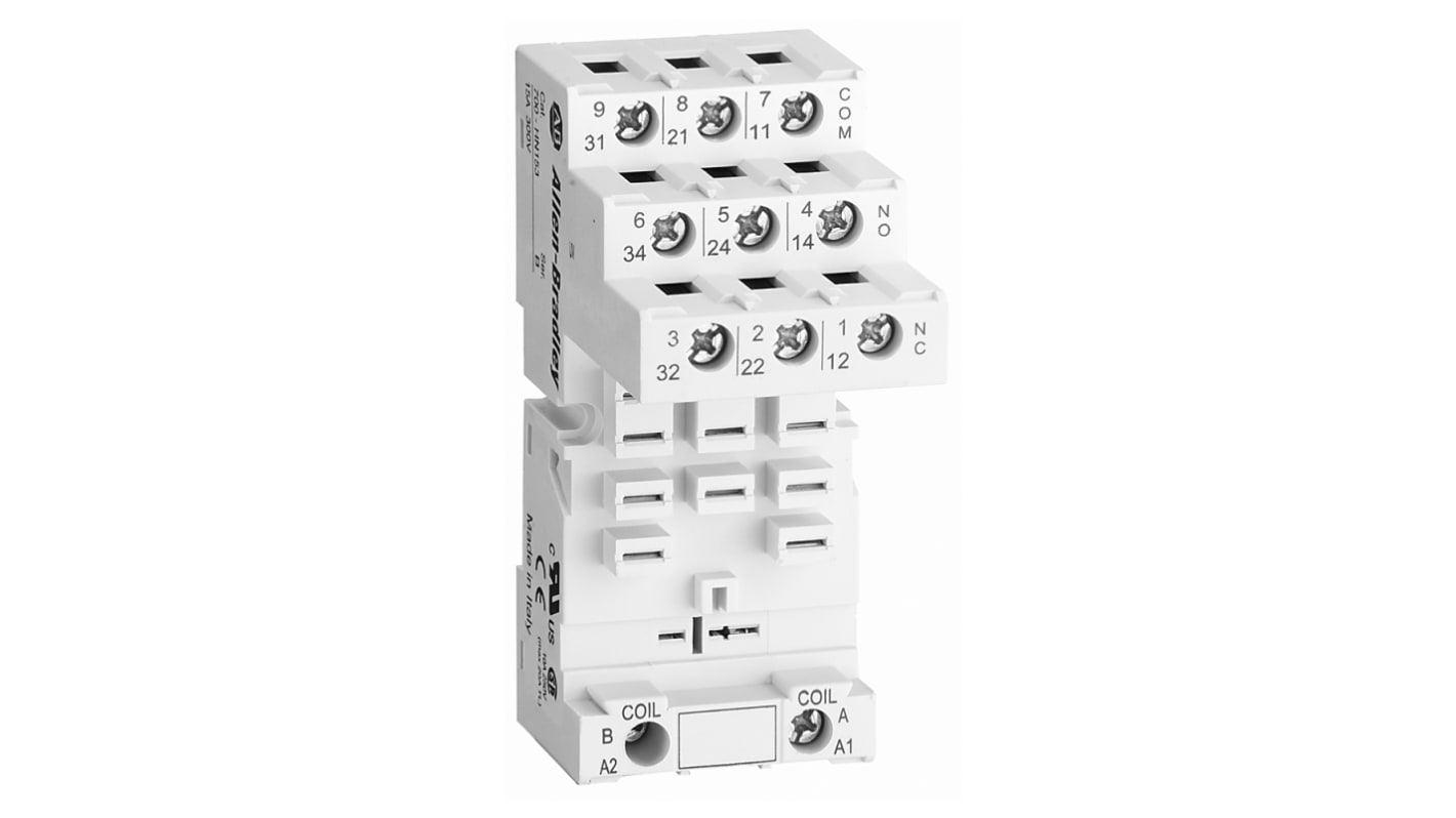 Allen Bradley 700-HN 11 Pin 300V DIN Rail, Panel Mount Relay Socket, for use with 700-HB Relay