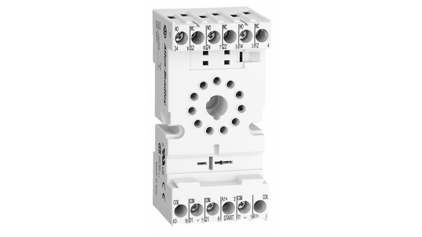 Zócalo de relé Allen Bradley 700-HN para Relé 700-ha de 11 contactos, Carril DIN, montaje en panel