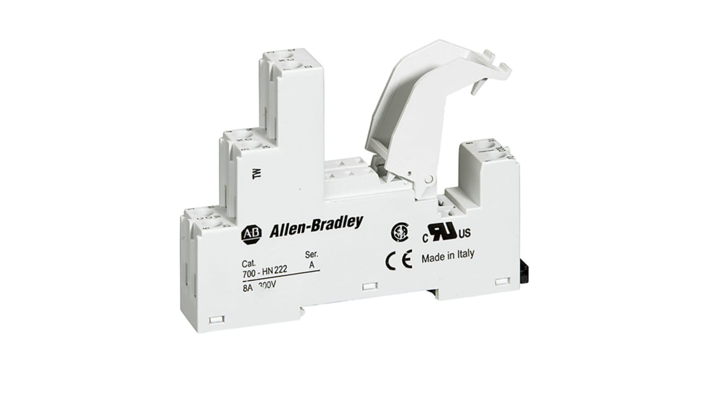 Allen Bradley 700-HN 8 Pin 300V DIN Rail, Panel Mount Relay Socket, for use with 700-HK Relay