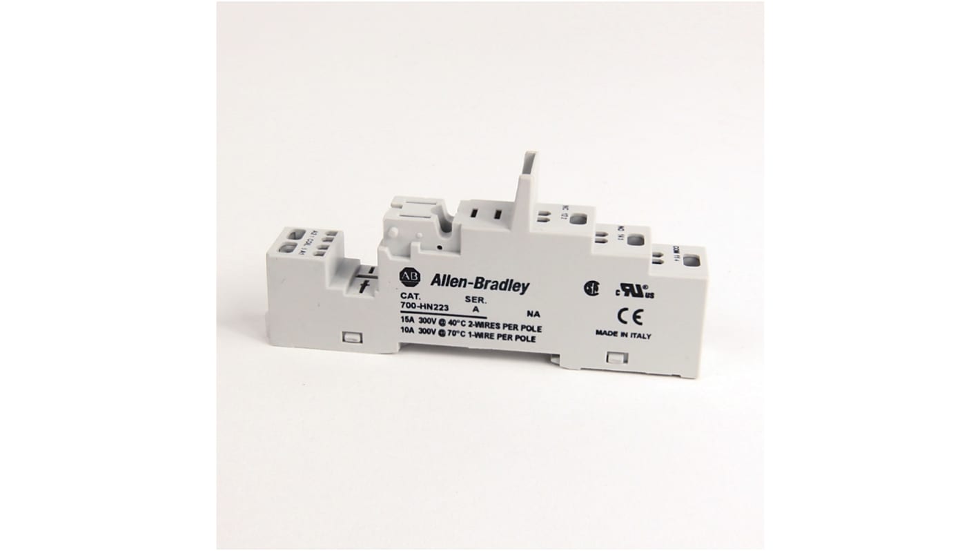 Allen Bradley 700-HN 5 Pin 300V DIN Rail, Panel Mount Relay Socket, for use with 700-HK Slim Line Relay
