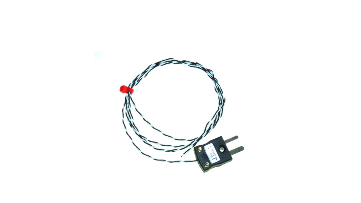 Termocoppia a giunzione esposta tipo J, Ø sonda 1/0.2mm, lungh. sonda 3m, +260°C