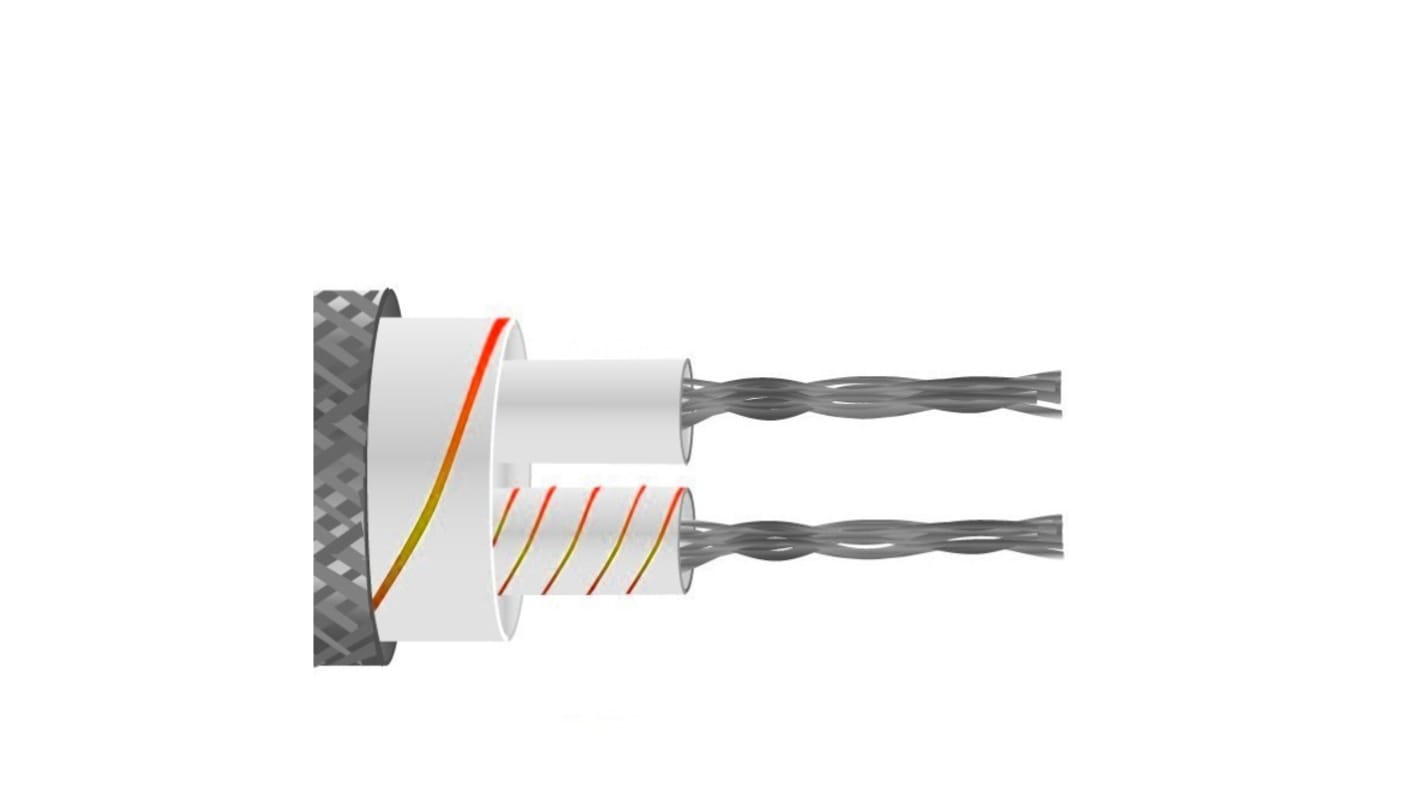 RS PRO Type U Thermocouple Cable/Wire, 25m, Unscreened, Glass Fibre Insulation, +350°C Max, 7/0.2mm