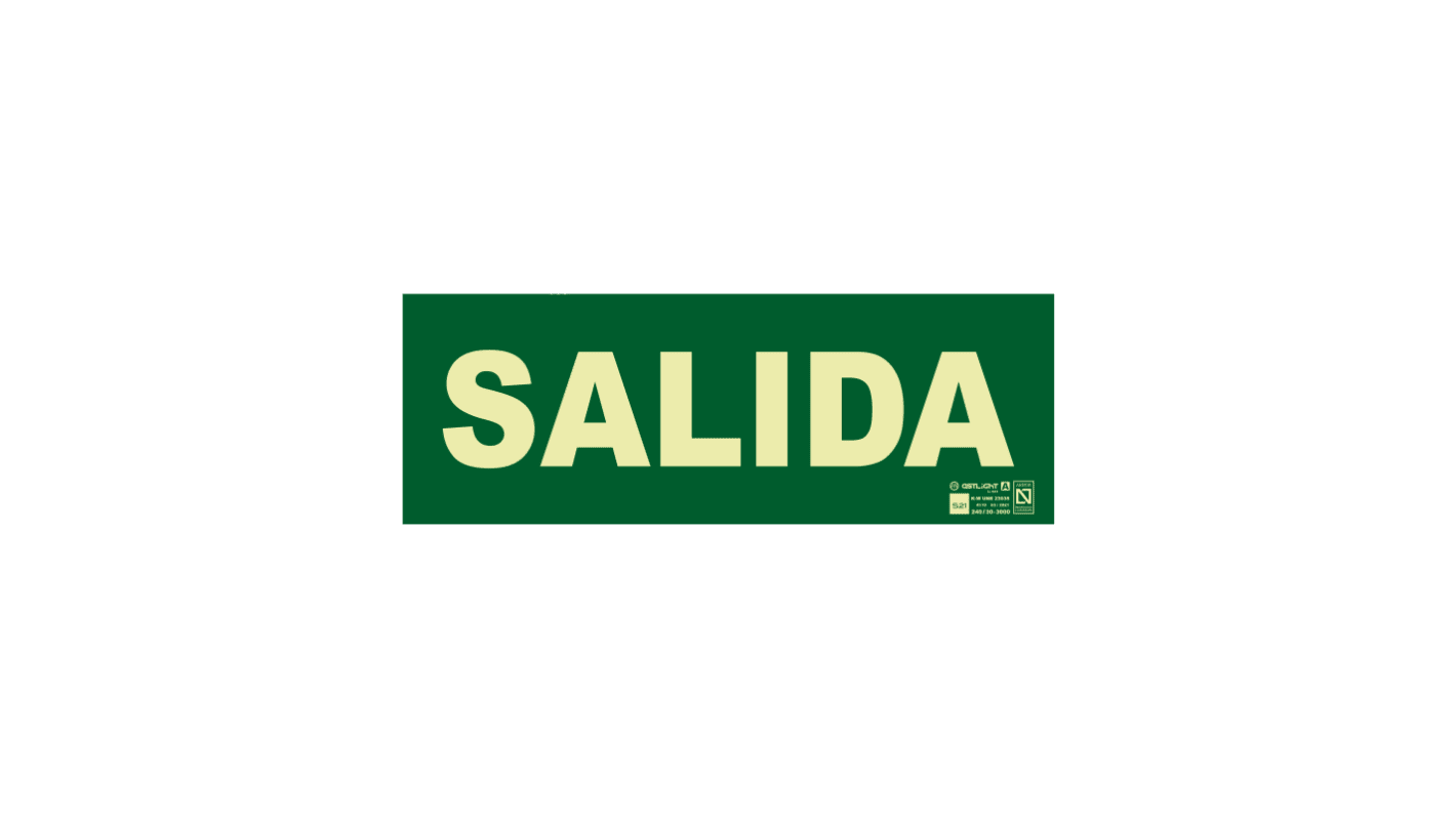 Señal de salida de emergencia S21 Señalización, idioma: Español, texto: Salida