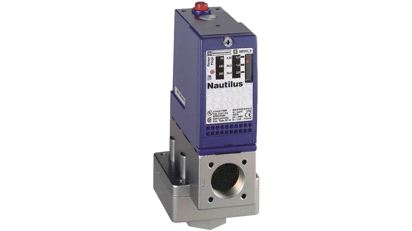 Interrupteur de pression Telemecanique Sensors, Différentiel 2.5bar max, pour Air, Eau douce, Huile hydraulique, G1/4